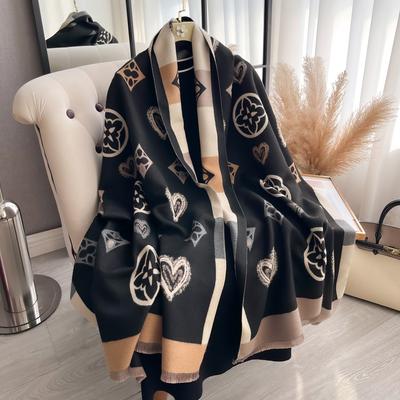 Design Verdickter Beidseitig Warmer Schal Imitation Kaschmir Kurzer Bart Schal Herbst Winter Kälteschutz Damen Schal