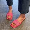 New Flat Shoes Women's Square Toe Breathable One-foot Slipper