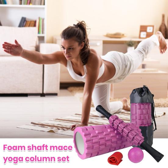 5-in-1 Foam Rollers Set Yoga Roller Massage Stick Massage Resistance Band Set Muscle Relief Tool for Runners Athletes Yoga Pilates