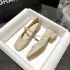 Fashion Square Toed Thick Soled Single Shoes for Women Spring 2025 New Shallow Comfortable Fashion Elegant Single Buckle Mary Jane Shoes