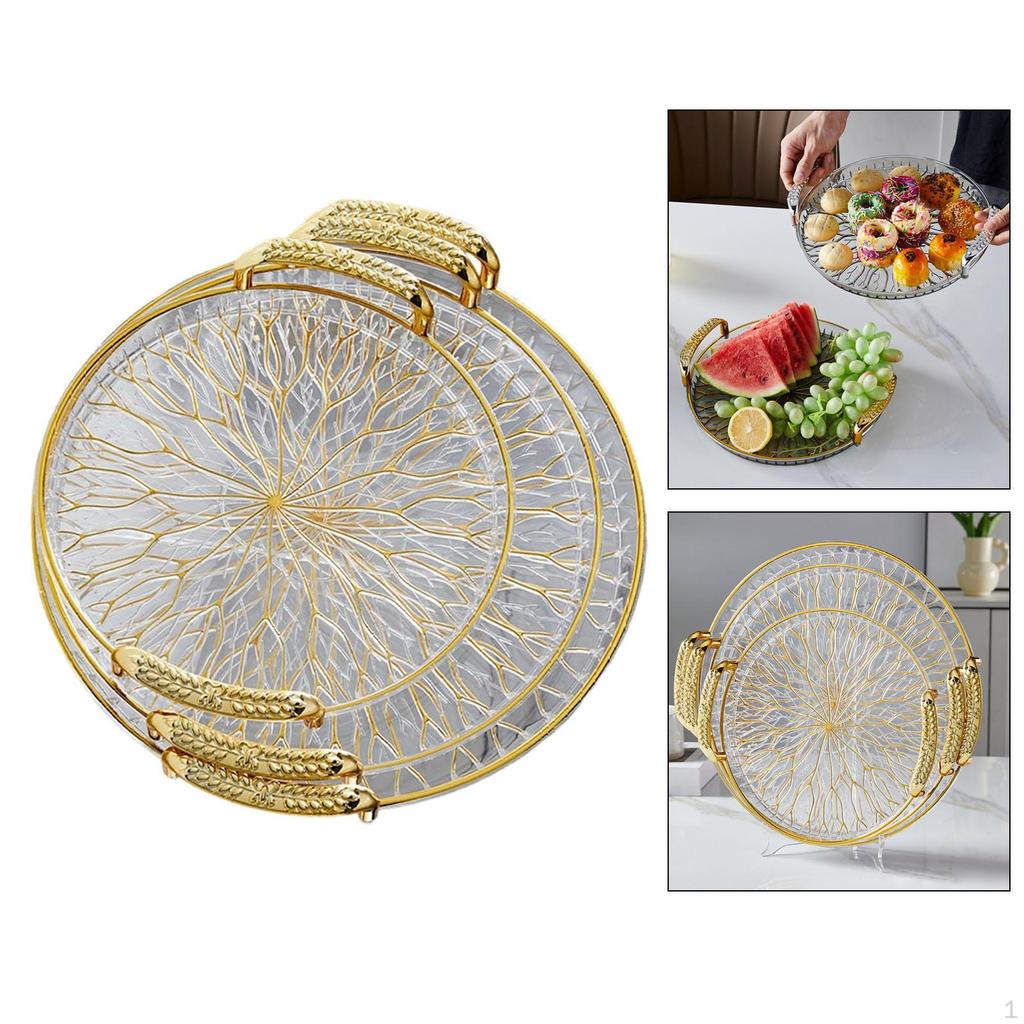 3 Pieces Fruit Plates Serving Trays Dessert Display Platters Coffee Table for Home