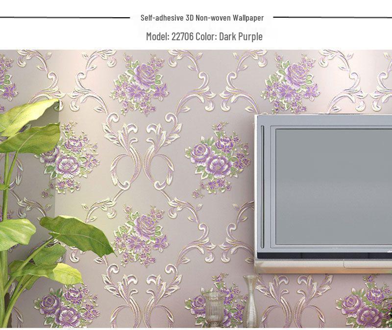 Eco-Friendly Mold-Proof Non-Woven 3D Wall Stickers: Thick, Self-Adhesive, Moisture-Resistant European-Style Wallpaper for Bedrooms and Living Rooms.