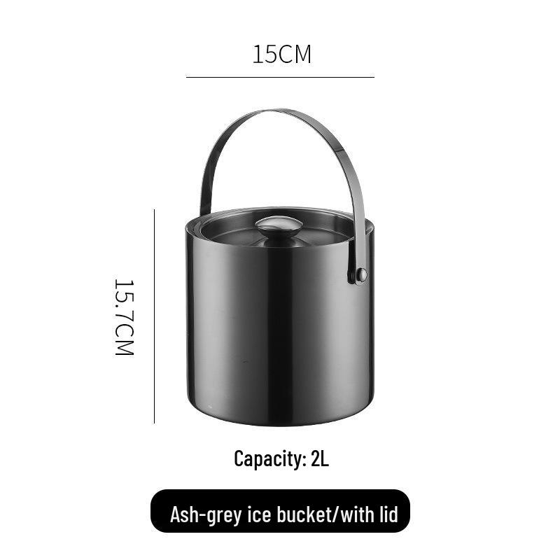 3L Double-Layer Insulated 304 Stainless Steel Ice Bucket with Thickened Handle for Wine & Beer