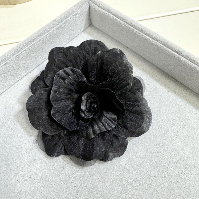Vintage Elegant Black Camellia Brooch Mourning Brooches Women Collar Pins Suit Shirt Tie Corsage Clothes Jewelry Accessories