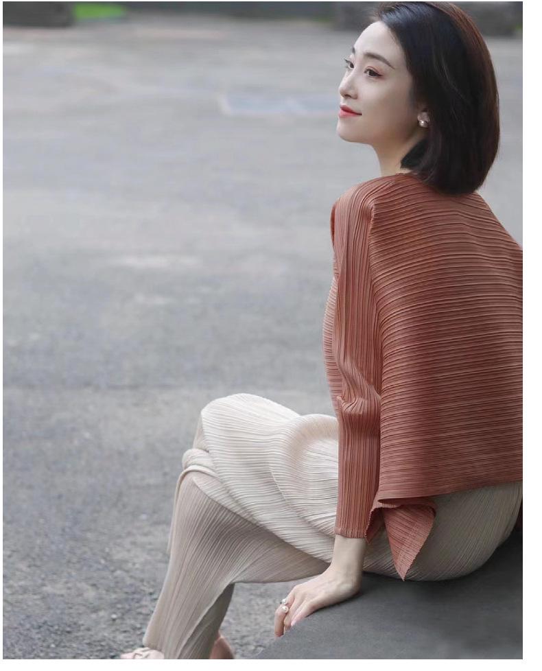 Miyake 2023 Sommer Damen Übergröße Rundhals Plissee-Top - Bequem, lässig und modisch