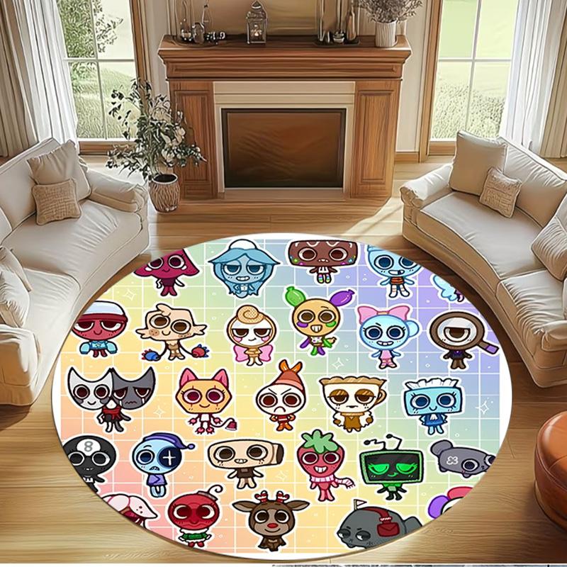 Sprunki Game Print Round Rug, Washable Floor Carpet, For Entryway Dorm Laundry Room Office Study, Home Decor Birthday Christmas Gift
