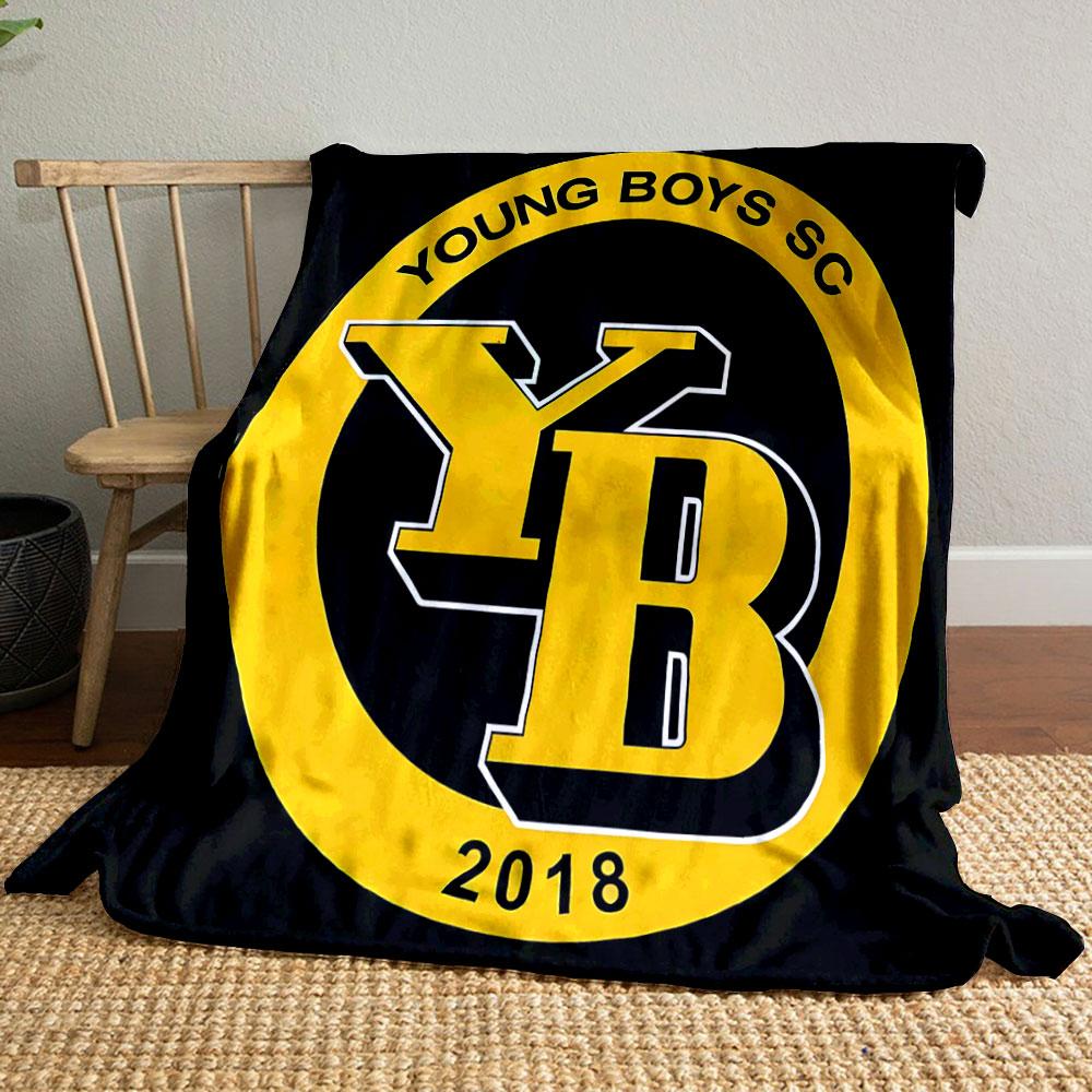 Yellow "Young Boys SC" Logo 2018 Design Patterned blanket, flannel, suitable for all seasons, home decor, warm and cozy