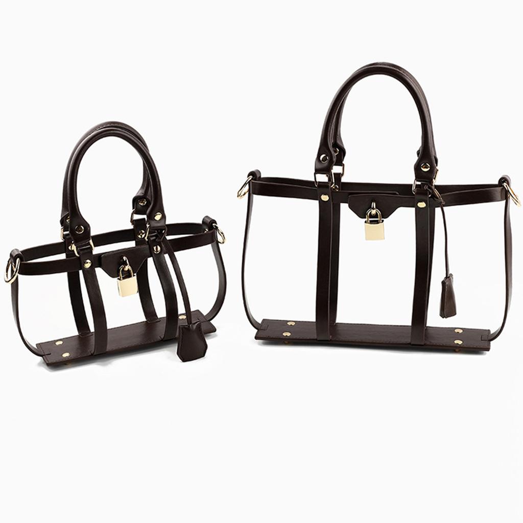 Hollow Tote Bag Messenger Bag Set with Shoulder Strap PU Encasement for Handbag Crossbody Shoulder Bag DIY Accessories