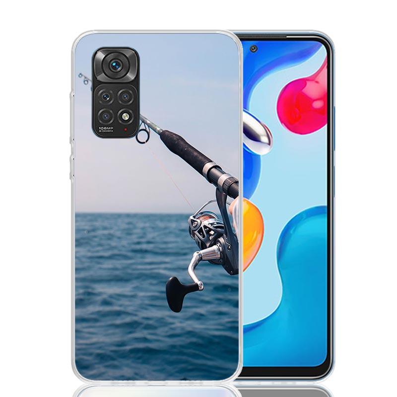 Carp Fish Fishing Rod Hook Phone Case For Xiaomi Redmi Note 13 14 15 Pro Plus 12S 12 14S 11S 11E 10 10S 11 11T 5G 4G Cover Coque