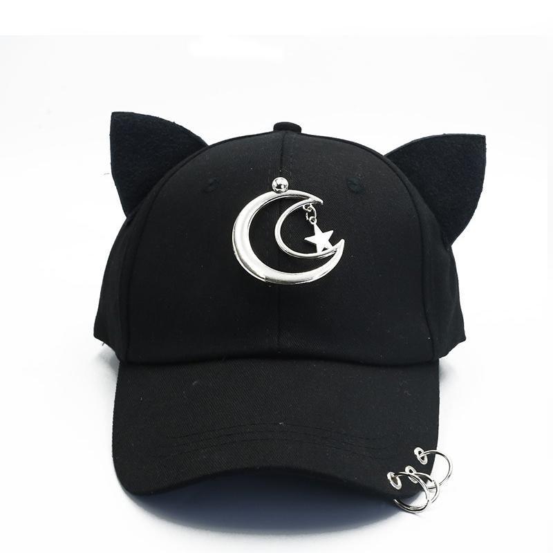 New Outdoor Unisex Casual Black Baseball Cap Parent Child Adjustable Cats Ear Design Trucker Hat Hip Hop Sunshade Snapback Caps