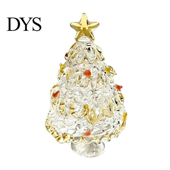 Glass Ornaments for Winter Decor Glazed Christmas Tree Figurine, Pulled Wire Desk Decor, Festive Table Centerpieces Holidays Mini Holiday Tabletop