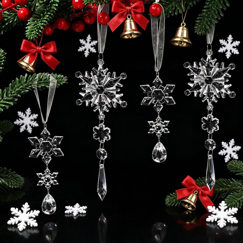 Christmas Wedding Crystal Snowflake Chandelier Ornaments & DIY Scene Decorations