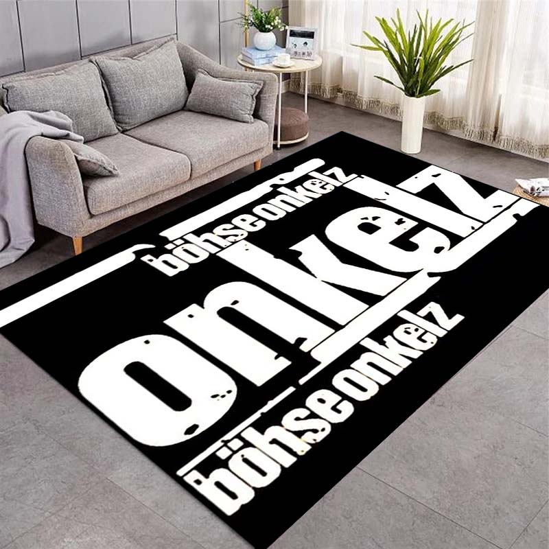 Böhse Onkelz Area Rug Black White Letter Print Floor Mat Home Decor