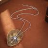 Vintage Silver Hollow Moon Necklace for Women Female Inlaid Water Drop Moonstone Necklaces Bohemian Jewelry Party Gifts