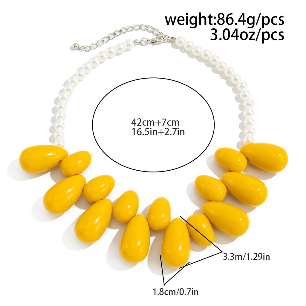 Exaggerated Water Drop Resin Pendant Choker Necklace Women Boho Clavicle Chain Statement Jewelry Gift