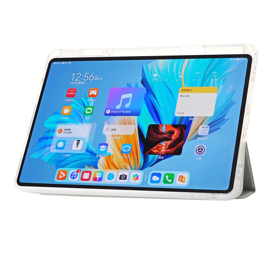 For Huawei MatePad 11.5 S Case Tri-fold Stand PU Leather+TPU+Clear Acrylic Tablet Cover