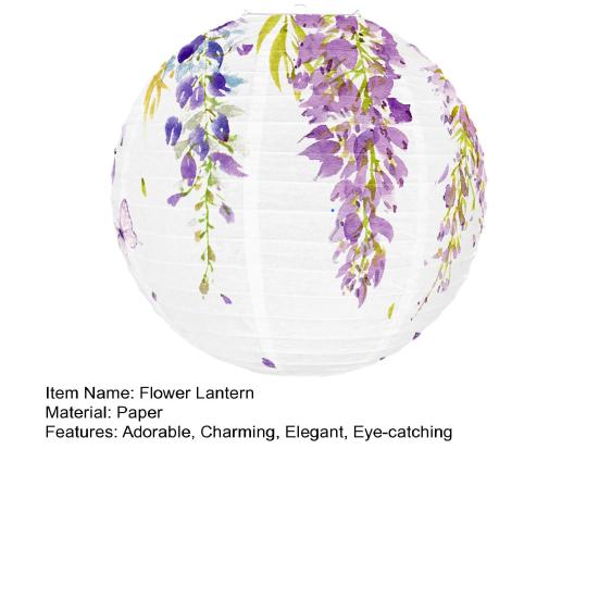Flower Lantern Purple Wisteria Flower Hanging Decoration Floral Paper Round Lantern for Spring Tea Party Bridal Shower Birthday Decor