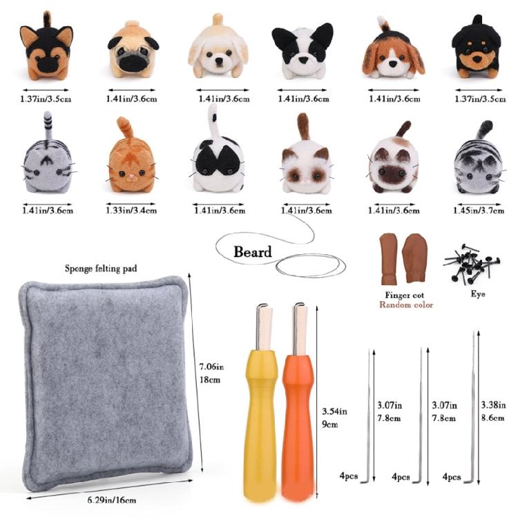 Animal Needle Felting Supply Beginner Wool Felting Tool with Needle Instruction Wool Roving Wood Handle