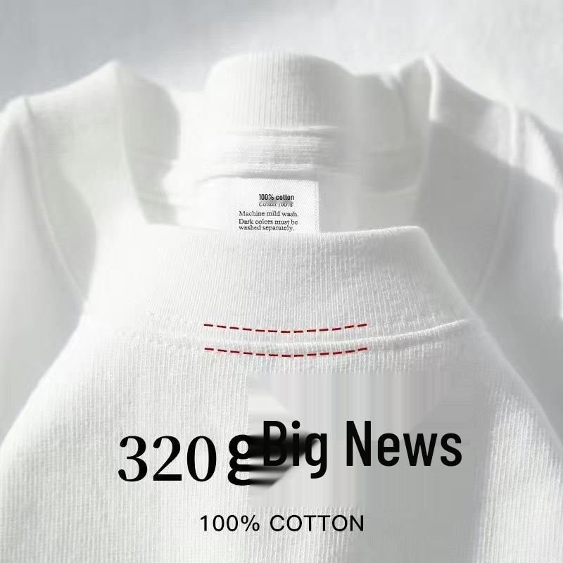 

Чоловіча біла футболка щільністю 320 г, однотонна, вільного крою, з чистої бавовни, літня майка для підлітків та пар L (140-160 jin)