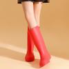 Spring and Autumn Khaki Brown Tall Women's Rain Shoes Versatile Women's Rubber Shoes Waterproof Shoes Red Long Water Boots Rainy Day Travel Shoes