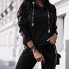 Autumn 2022 Women's Fashion Solid Color Striped Sweatshirt Two-Piece Casual Sportswear