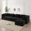 Modulares Wohnzimmer-Sofa ohne Rahmen, Viersitzer mit tiefer Sitzfläche, weichen Polstern und Cordbezug, keine Montage erforderlich und mit Antirutsch, Schwarz