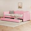 Fabric Cover Upholstered Bed with 2 Drawers Headboard Backrest Armrests Strong Wood Slat Support Bed Home Furniture