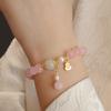Natural Madagascar Pink Crystal Bracelet Women's Fashion Bangle Lotus Gourd Bracelet Girl Jewelry