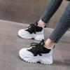 Women's Thick-Soled High-Top Dad Shoes: New 2022 Autumn/Winter White Platform Cowhide Korean-Style Casual Sneakers