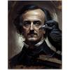 Edgar Allan Poe and the Raven Portrait Poster - 11x14 Print Raven Wall Art - Gothic Decor - Spooky Wall Decor