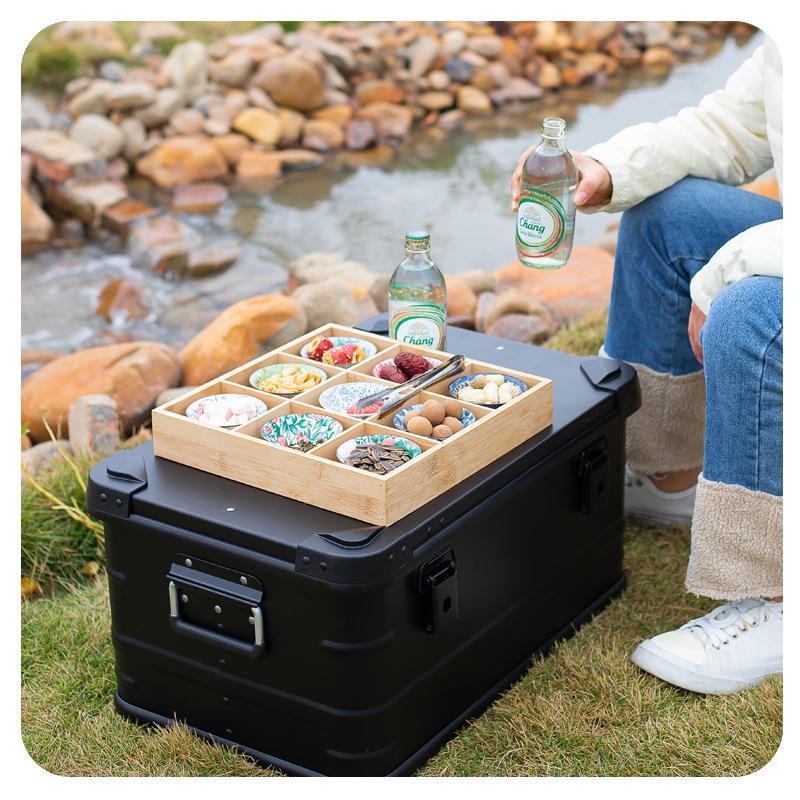 Black Aluminum Camping & Storage Box for Home, Outdoor, & Car Trunk