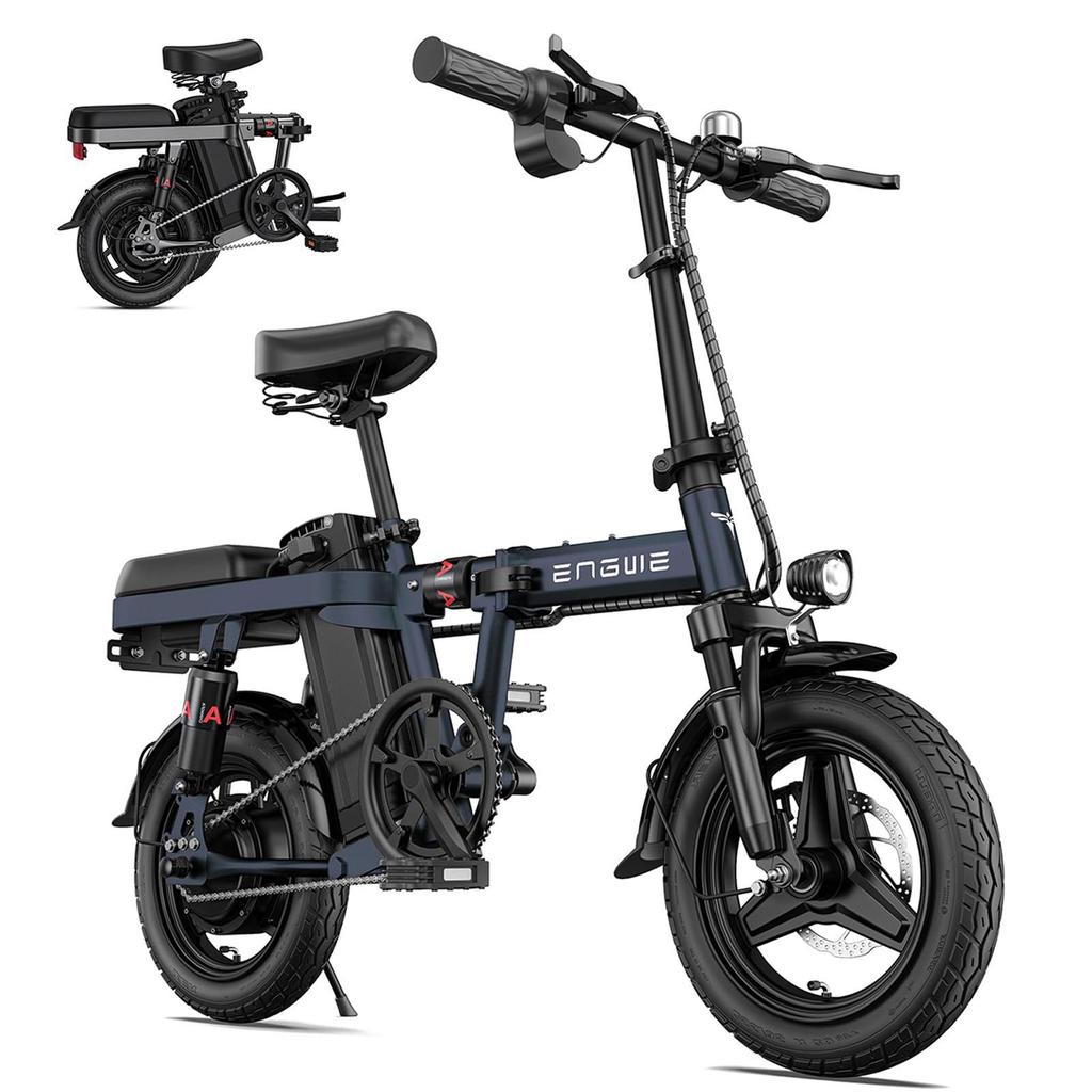 ENGWE T14 Foldable Urban Electric Bike 250W 48V10Ah City Pedelec, Dual Suspension, Rear Seat for Commuter & Outdoor Use