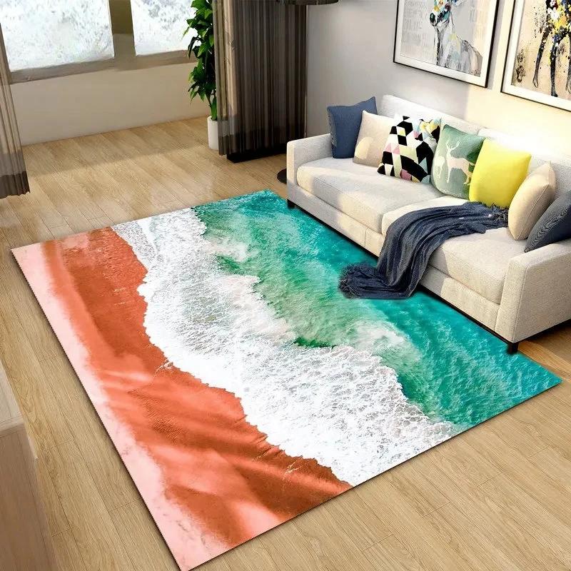 Beautiful Coastline Scenery Carpet for Living Room Bedroom Nursery Room,Outdoor Patio Garden Yard Decor Area Rug,Home Decor