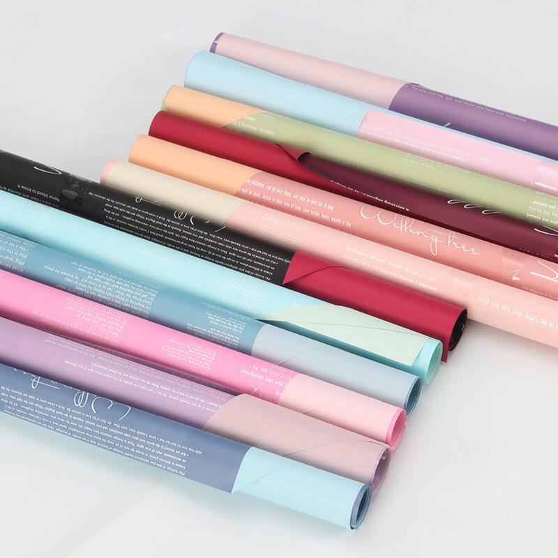 20Pcs Waterproof Floral Wrapping Paper Double Sided Elegant Letter Printed Bouquet Packing Material Bouquet Wrapping Paper