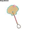Shell-shaped Hand-Woven Fan Cute with Hanging Hoop Decorative Handheld Fans Natural Eco-Friendly Hand Braided Fan Home Decor