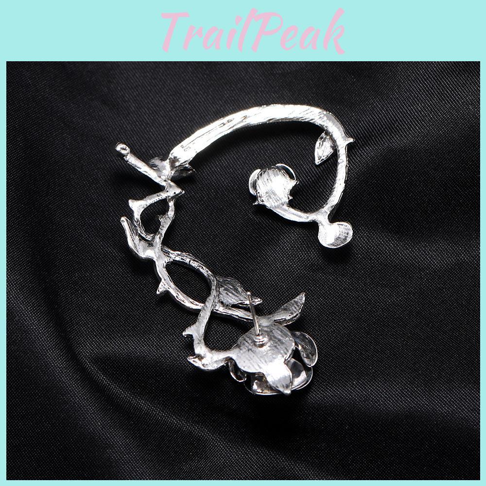 Dark Style Flower Ear Hooks Metallic Jewelry For Female Fashion