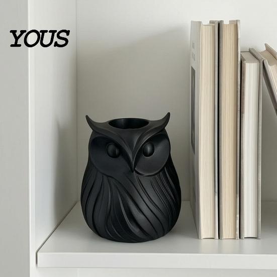 Pen Holder 3D Printed Owl Holder, 2 in 1 Flower Vase Multifunctional Container Desk Organizer, Cute Plastic Makeup Brush Home Office Decor Pencil