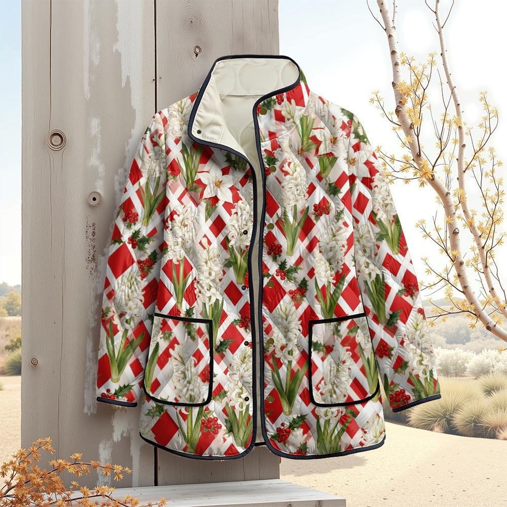 Nová bunda vícebarevné vzorové prvky B1 zipová mikina s kapucí zateplená zimní fleecová trendy vatovaná bunda