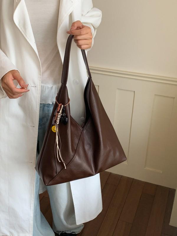 Vintage Soft Leather Women's Large Capacity Shoulder Bag - Stylish, Versatile Tote for Casual or Work Commute