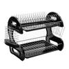 Multifunctional Dual Layers Bowls & Dishes & Chopsticks & Spoons Collection Shelf Dish Drainer Black Kitchen Furniture