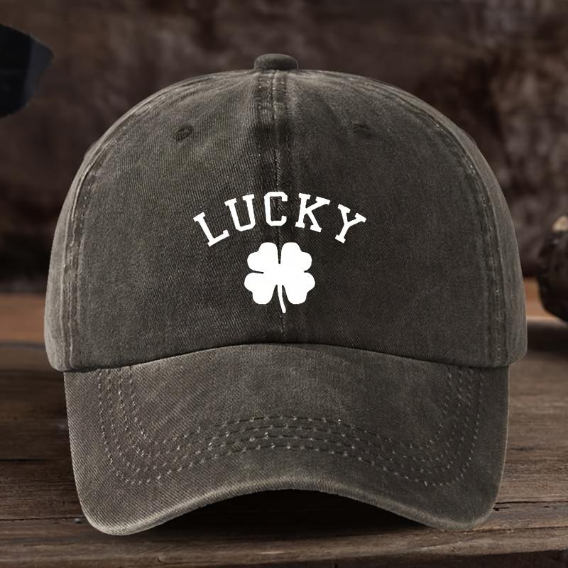 

Unisex Lucky Four-leaf Clover Print Baseball Cap Fashionable and Versatile Bucket Hat коричневий