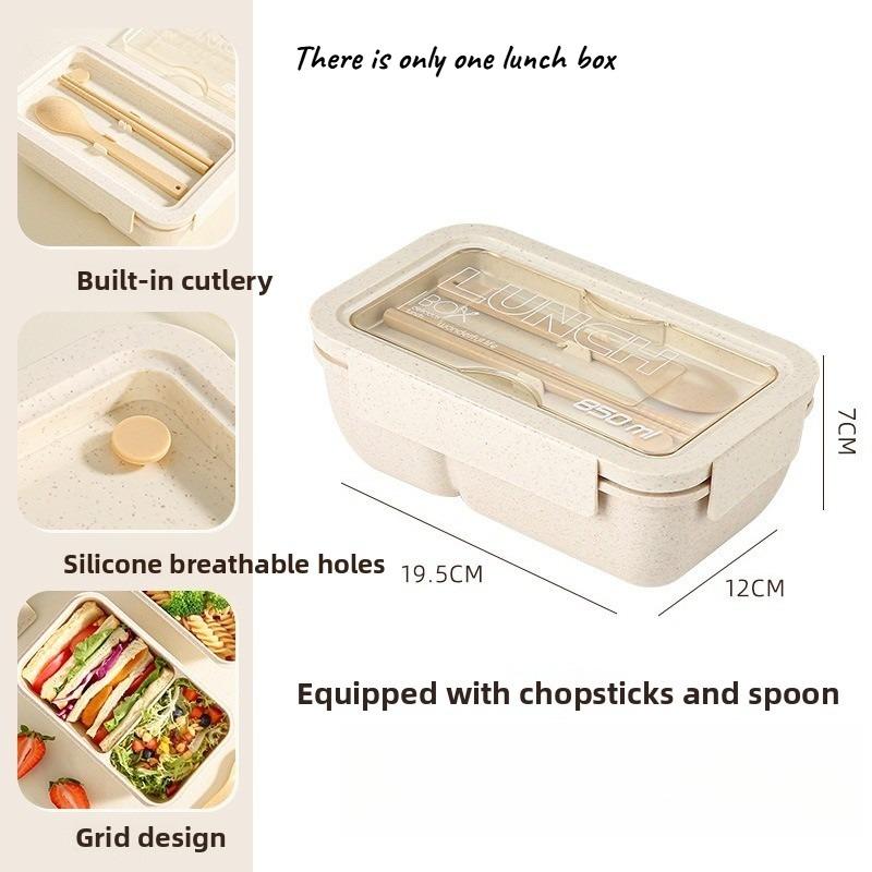 1pcs Rectangular Wheat Lunch Box Microwave Oven Dedicated for Office Workers Fruit Bento Box Simple Tableware Set Lunch