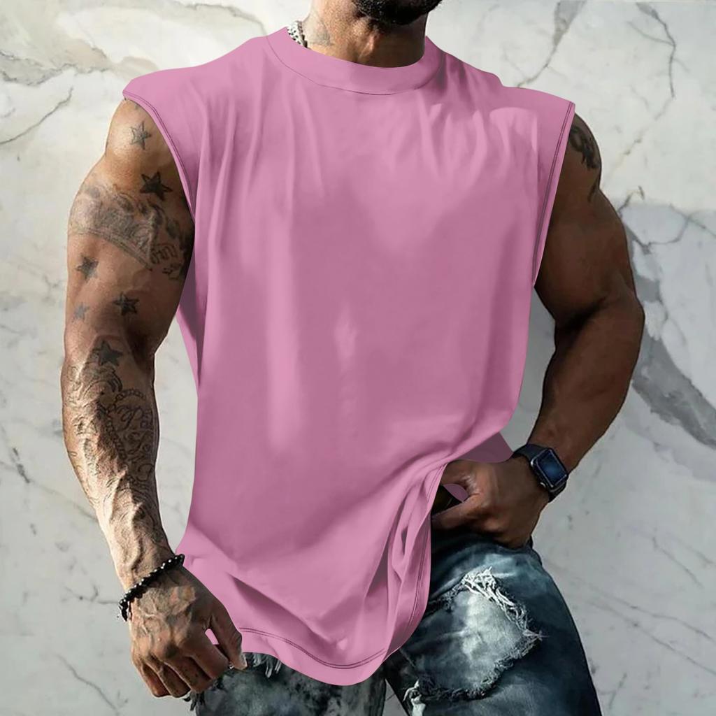 Men Sleeveless Tank Top Muscle Shirt Loose Fit Basic Solid Color Casual Summer Workout Vest for Daily Use
