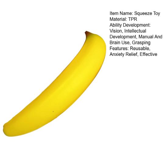 Slow-Rising Ripe Banana Squeeze Toy Soft TPR Fidget for Stress Relief Realistic Fruit-Themed Decompression Gadget for Kids Adults Portable Novelty