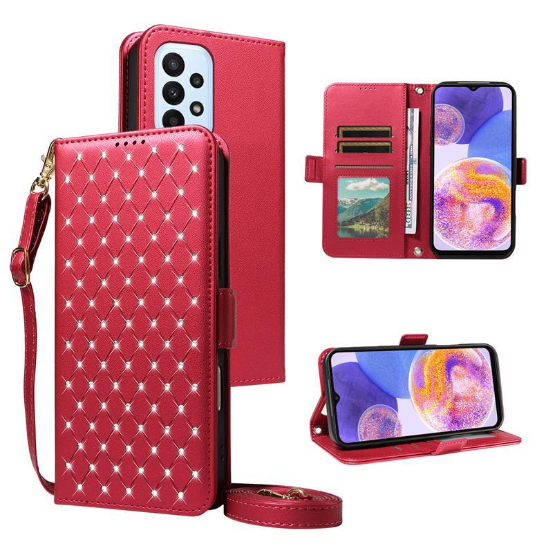 Suitable for Samsung S26 Ultra flip phone case with card slot, A37 5G diamond-studded starry sky protective case