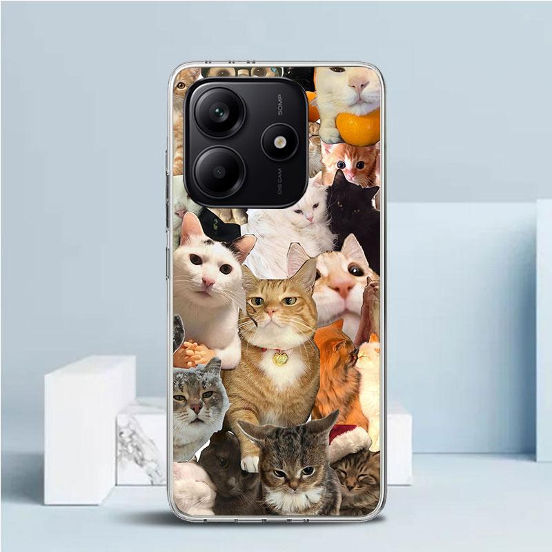Crying Cat Memes Soft Cover for Xiaomi Redmi Note 15 14 13 12 Pro Plus Phone Case 14S 11S 11T 11E 10S 10 4G Pattern Shell Redmi