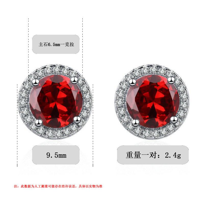 Women Silver Tone Halo Round Big Center Zircon Full Pave Circle Stud Earrings