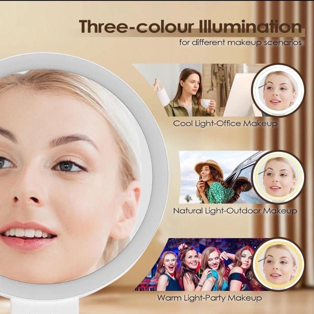 3 Color Modes Makeup Mirror with Light Foldable Travel Mirror High Quality Magnifying Mirror