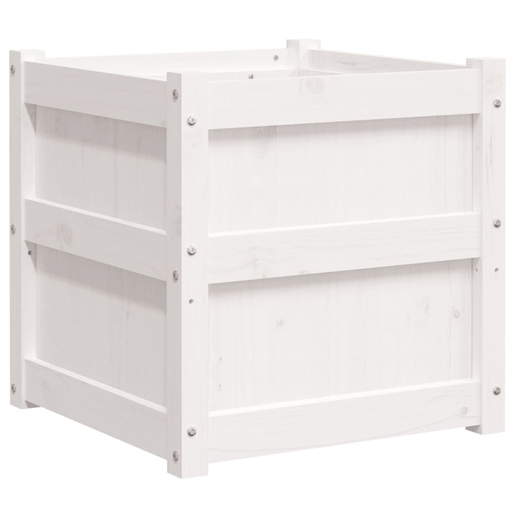 Plant Pot White 50x50x50 Cm Solid Pine Wood