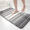 Streifenkorallenprägung Badezimmer Kaschmir Verdickungsmatte Rutschfeste Teppiche im Waschbecken Badewanne Seitenboden Teppich Duschraum Fußmatte Memory Foam 3D Pad